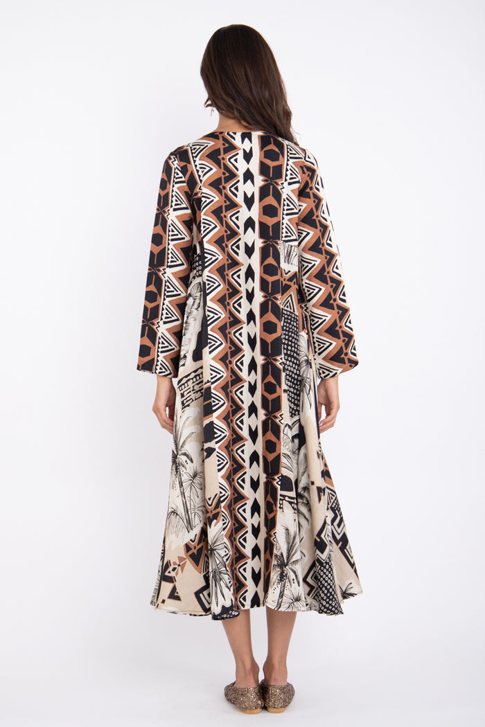 Khayal Linen Palms Printed Dress