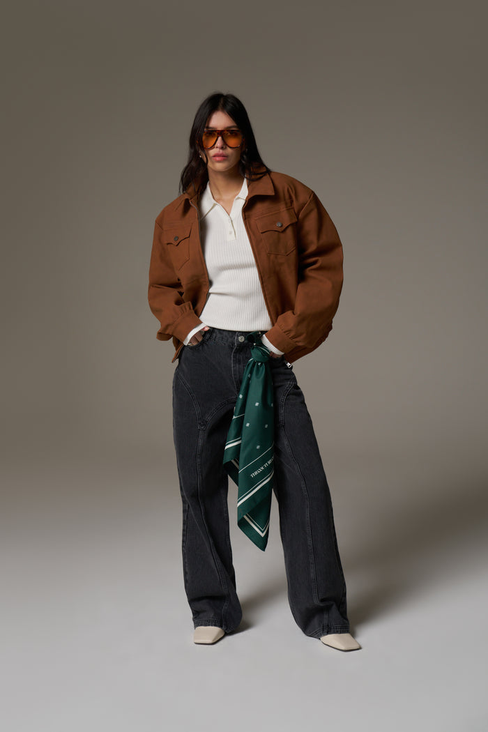 KNITTED RIBBED BUTTON THROUGH TOP - OFF WHITE