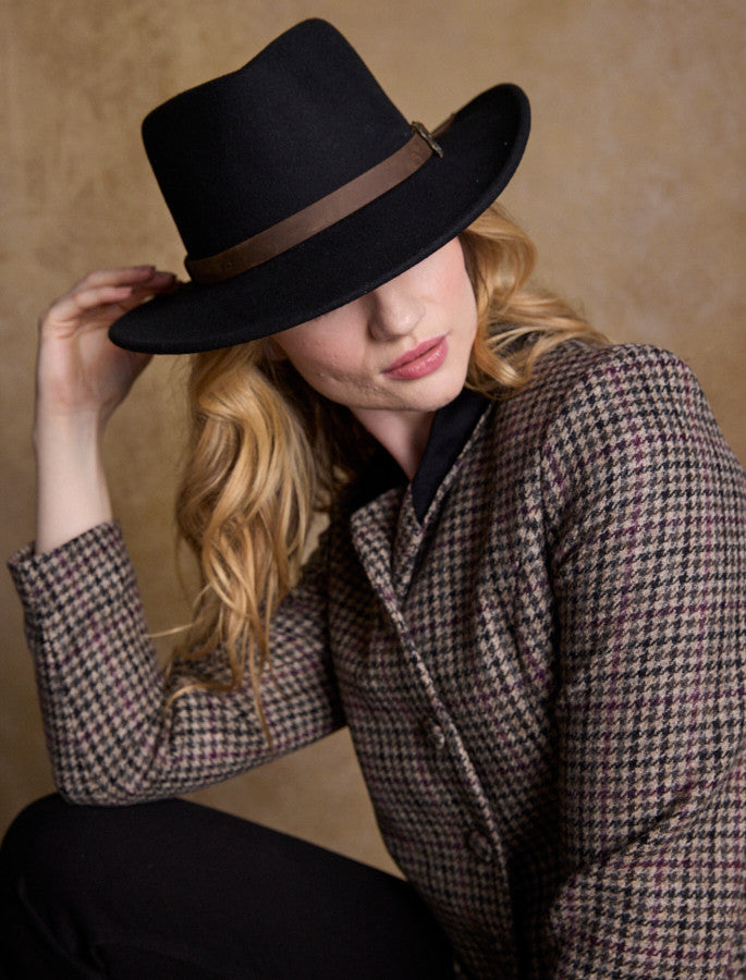 Ladies Boston Wool Felt Hat - Black #color_black