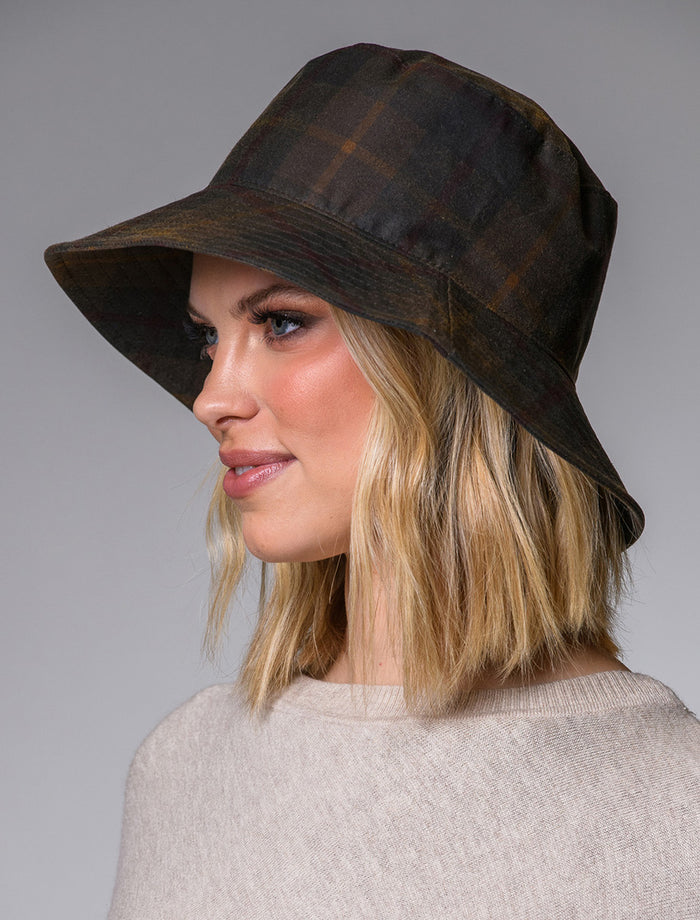 Ladies Erin Wax Bucket Hat - Tartan #color_tartan