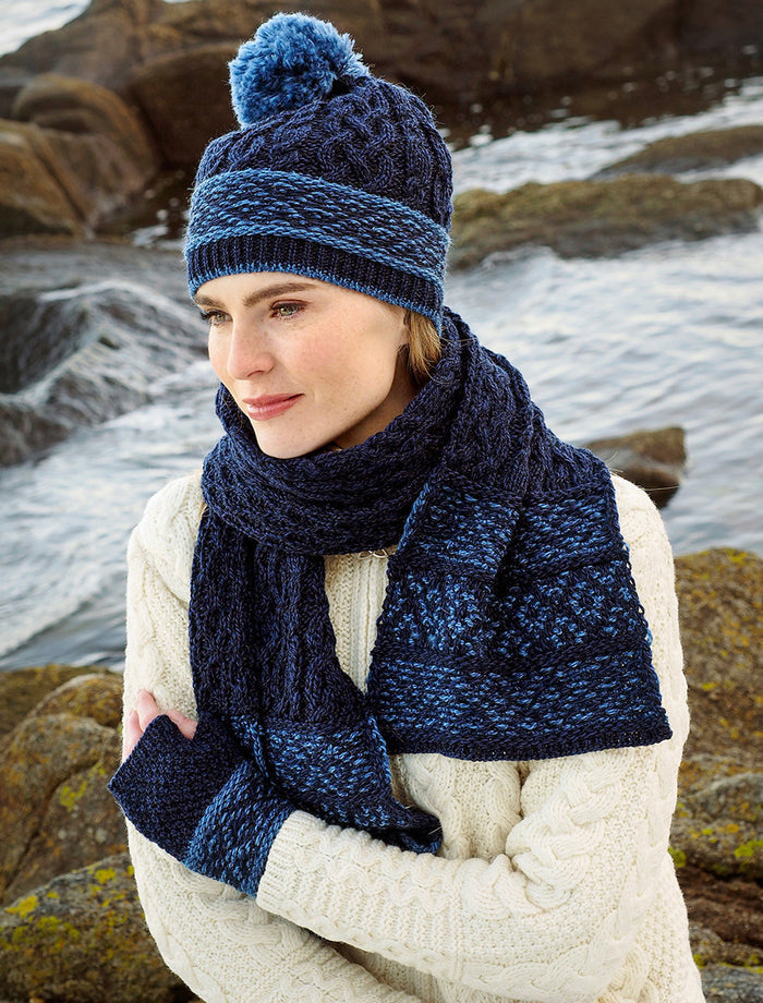 Ladies Fairisle Merino Wool Hat - Midnight #color_midnight