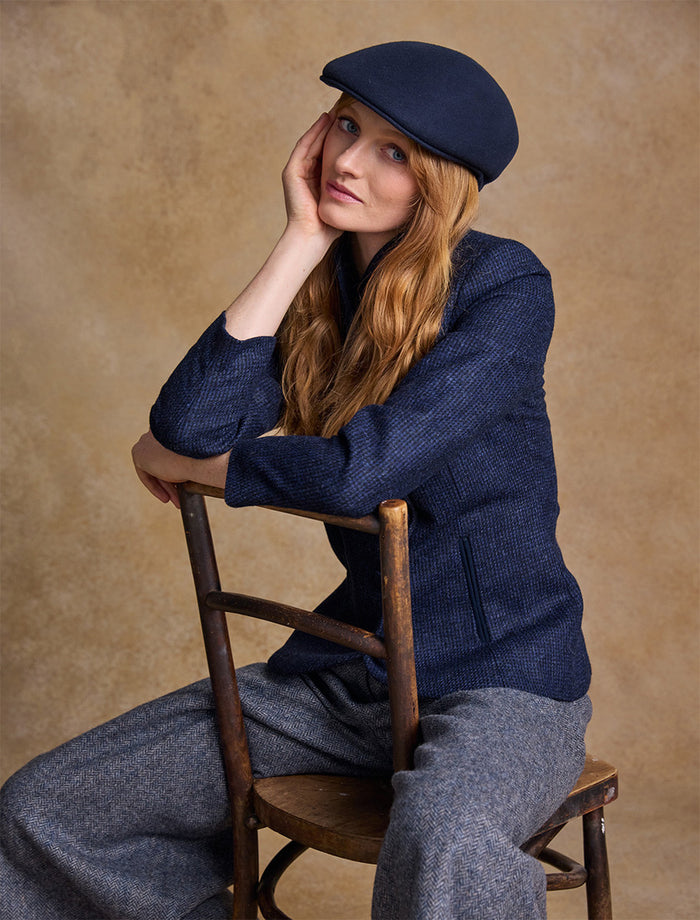 Ladies Galway Felt Flat Cap #color_navy