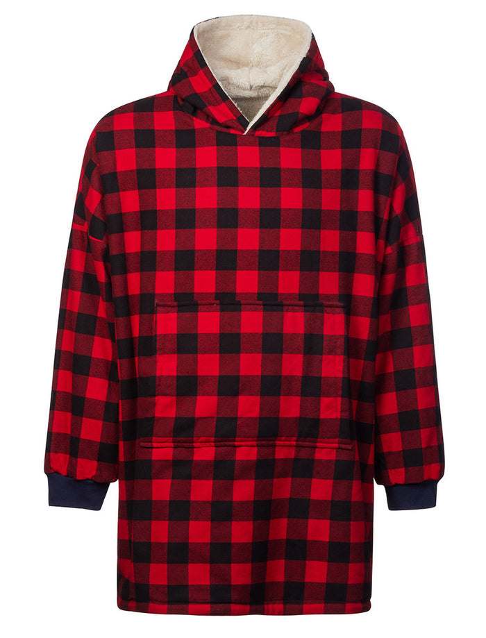 Ladies Irish Flannel Lounge Hoodie - #color_red-black-check