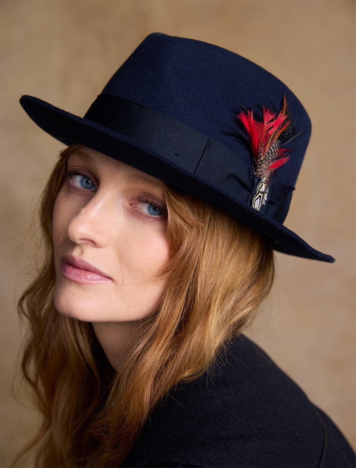 Ladies Kildare Trilby Felt Hat #color_navy
