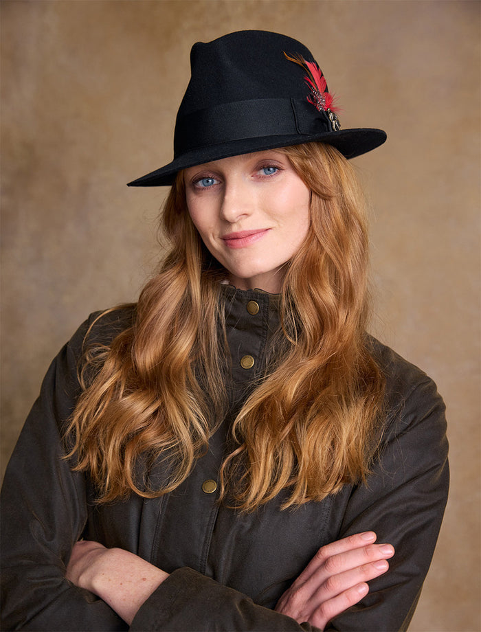 Ladies Kildare Trilby Felt Hat #color_black