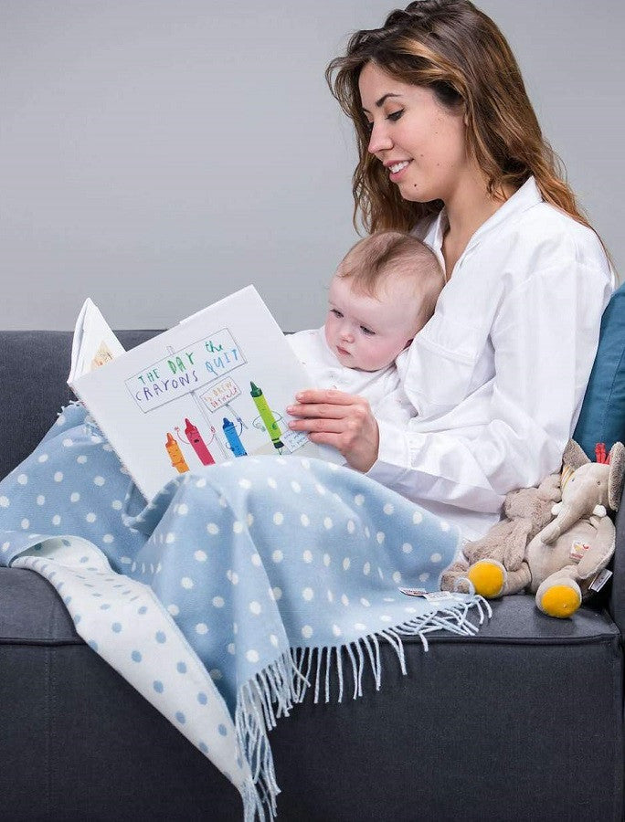 Lambswool Baby Throw - Blue Spot #color_blue-spot