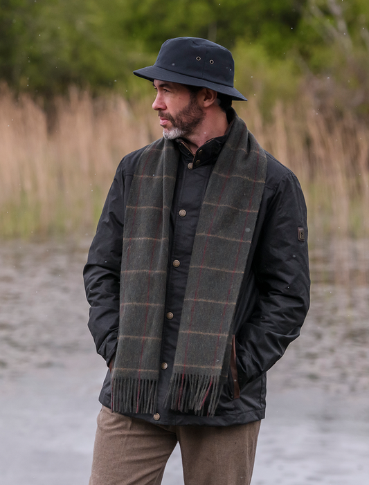 Lambswool Heritage Scarf - Green Box Tweed#color_green-box-tweed