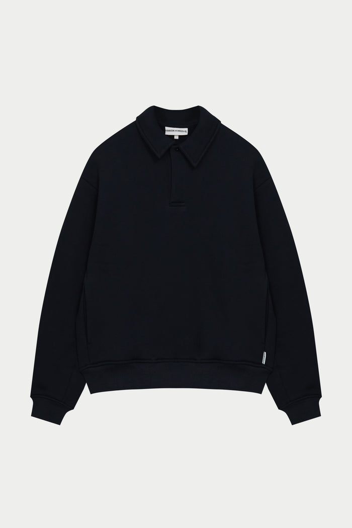 LAUNDERED CLASSICS POLO SWEATSHIRT - WASHED BLACK