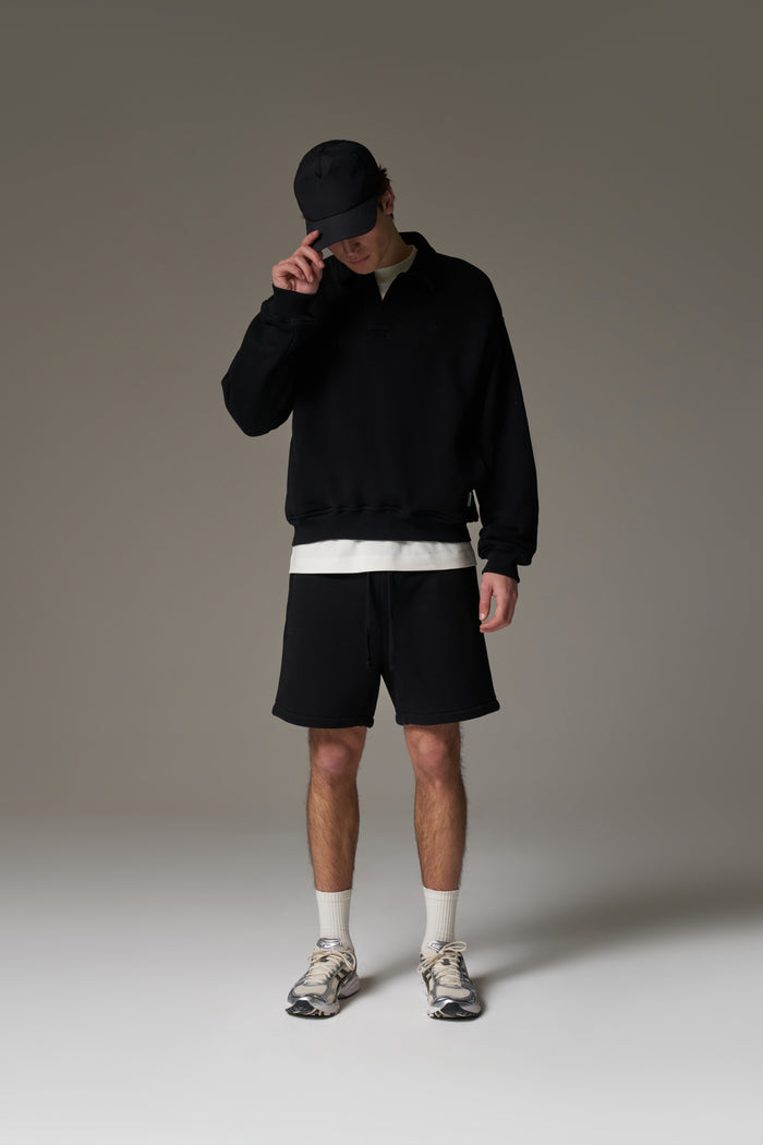 LAUNDERED CLASSICS POLO SWEATSHIRT - WASHED BLACK