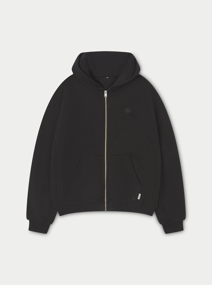 LAUNDERED CLASSICS ZIP THROUGH HOODIE - WASHED BLACK