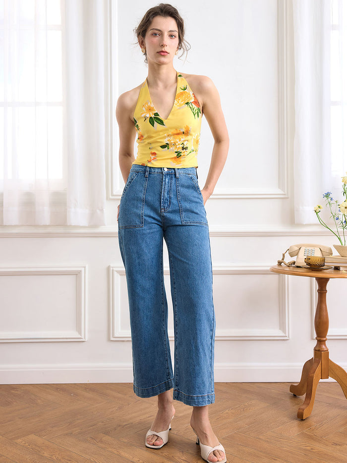 Leslie Chiffon Print Halter Top