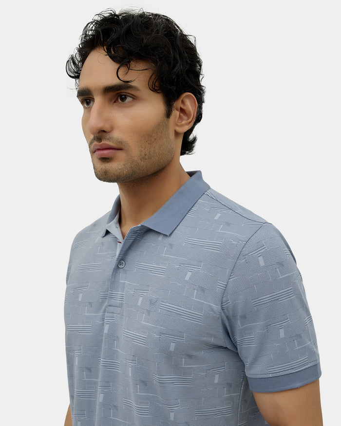 Light Blue Printed Polo - Mac