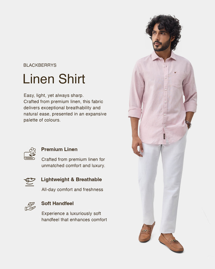 Light Pink Linen Solid Shirt - Cleo