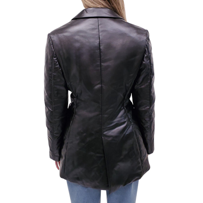 LOEWE BLACK LEATHER PADDED TRENCH COAT - SIZE M