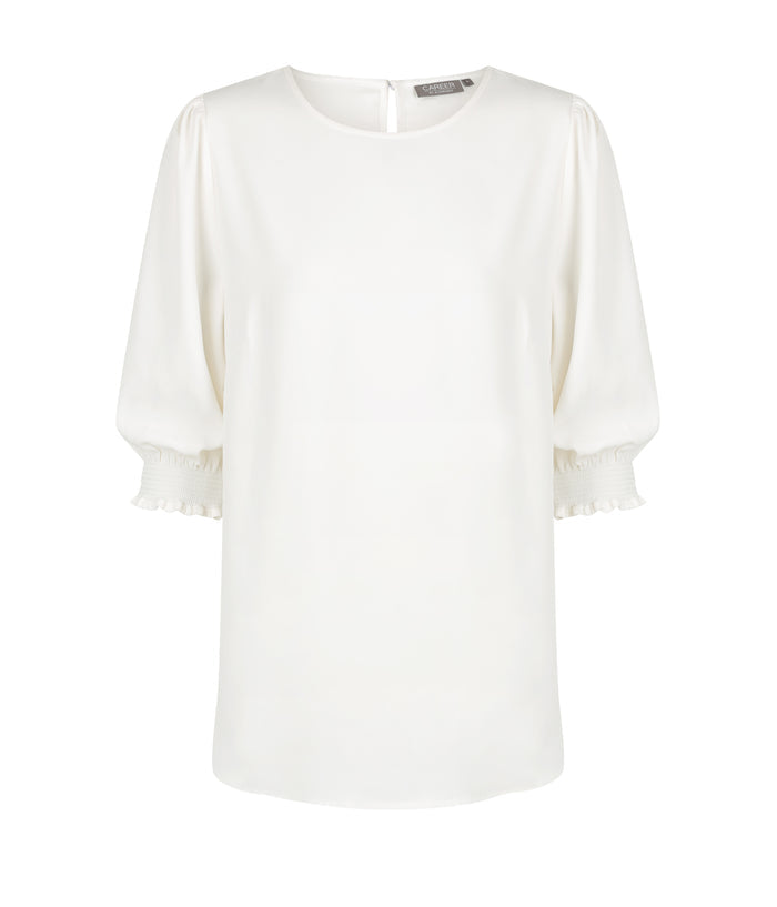 Lola 3/4 Sleeve Shirred Cuff Top