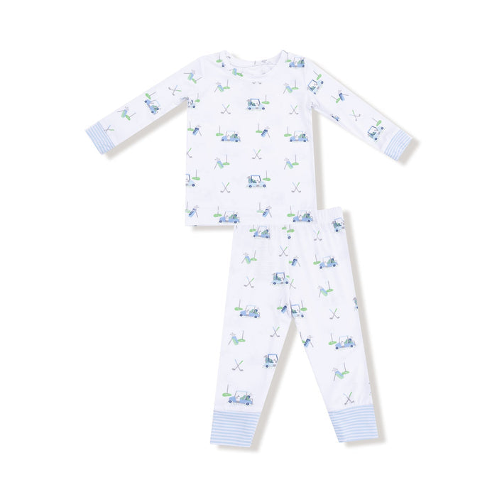 Long-Sleeve Loungewear Set - Golf Carts Print Blue - Wee Bee Baby Boutique