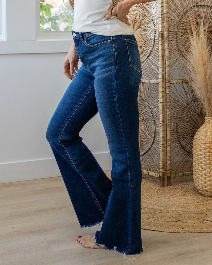 Lovervet Step Away Fray Hem Flare Jeans Lovervet
