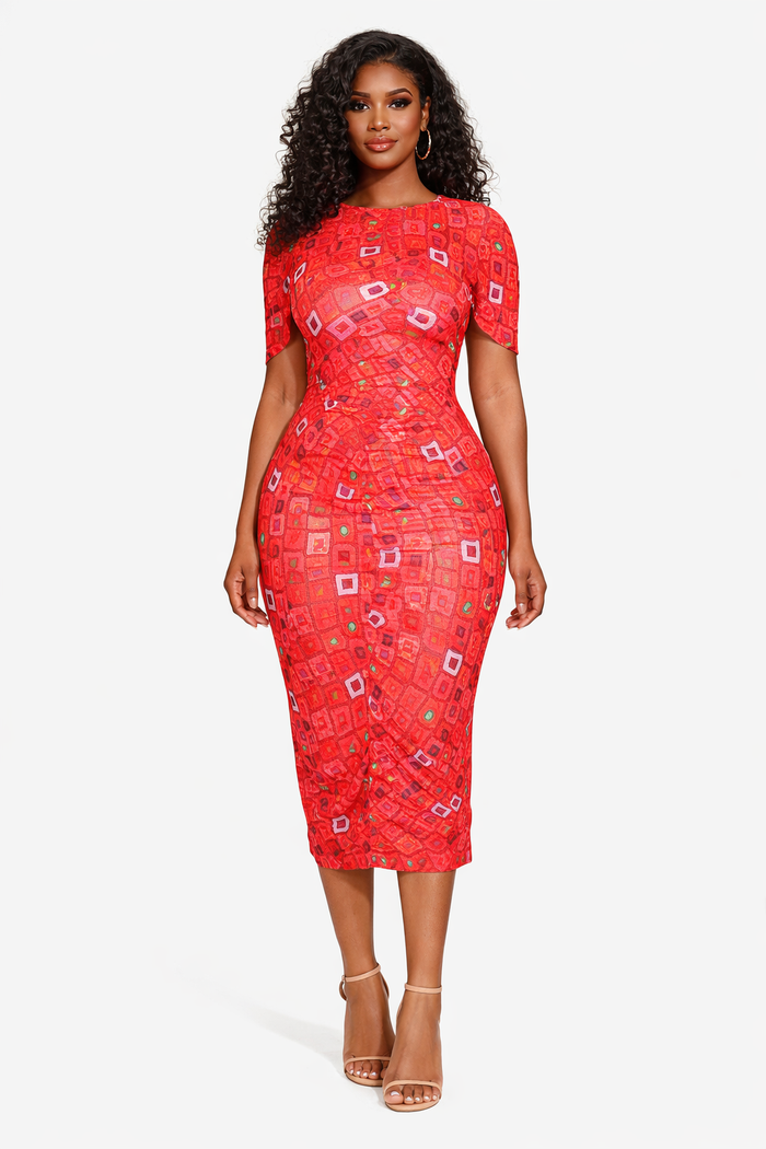 LUCY MESH DRESS - RED