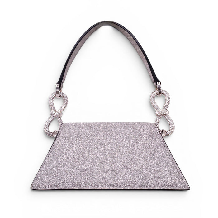 MACH & MACH SILVER SPARKLY BOW MINI BAG