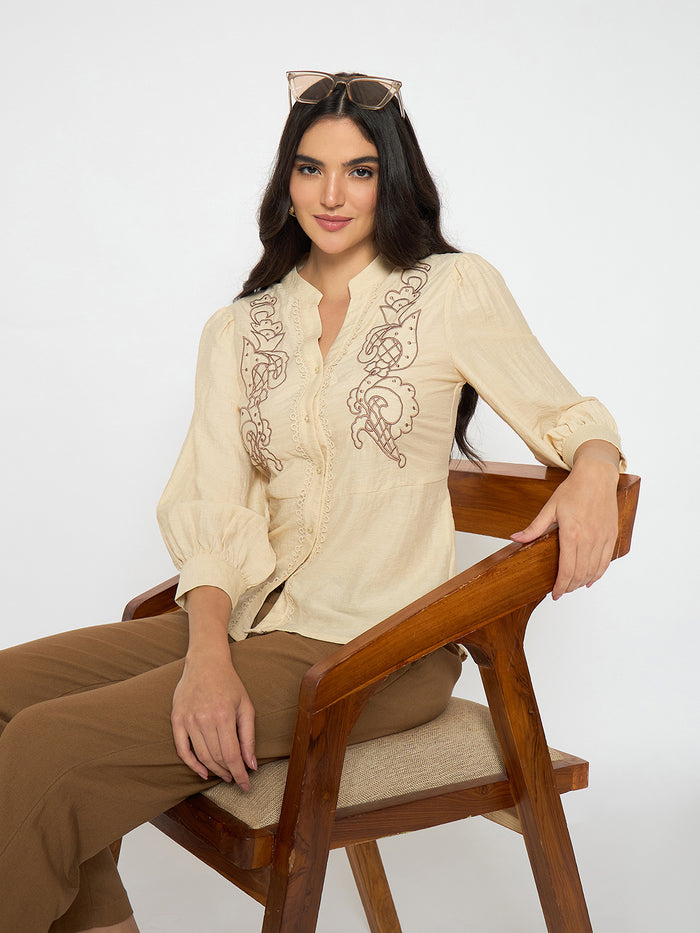 Madame Straight Fit Brown Rayon Blend Trousers