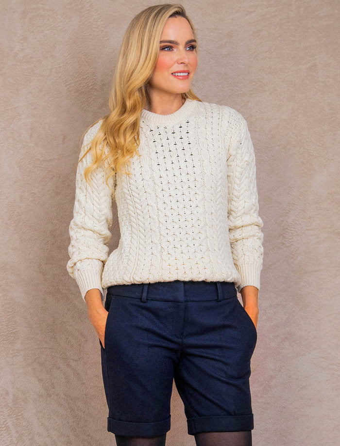 Maggie Tweed Shorts - Navy Fleck #color_navy-fleck