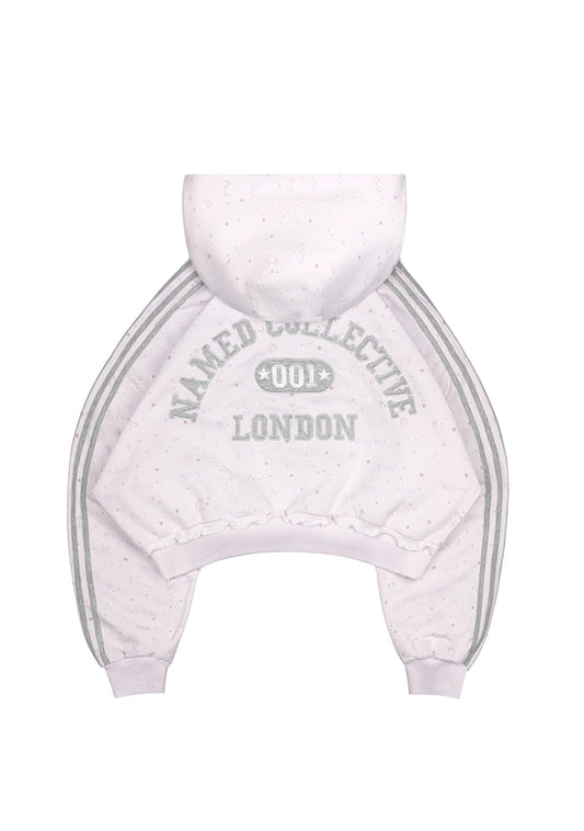 MALFUNCTION SPORTY CROP ZIP HOODIE BABY PINK