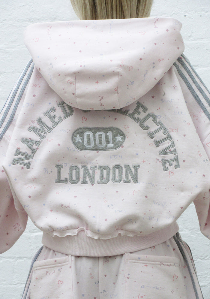 MALFUNCTION SPORTY CROP ZIP HOODIE BABY PINK