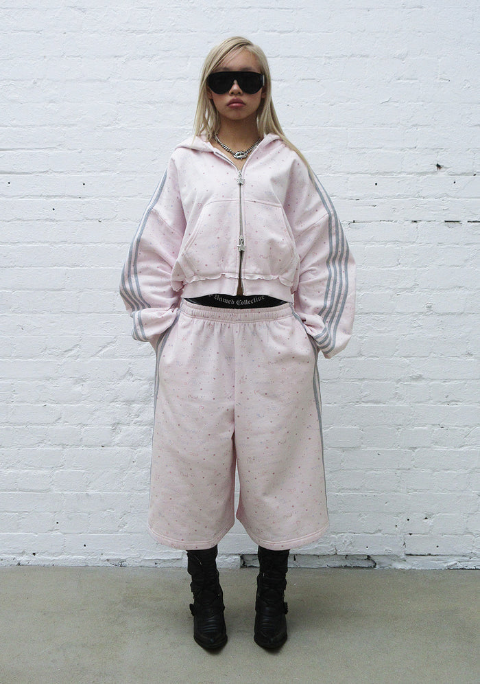 MALFUNCTION SPORTY OVERSIZED SWEATSHORTS BABY PINK
