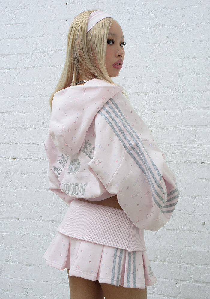 MALFUNCTION SPORTY PLEATED MINI SKIRT BABY PINK