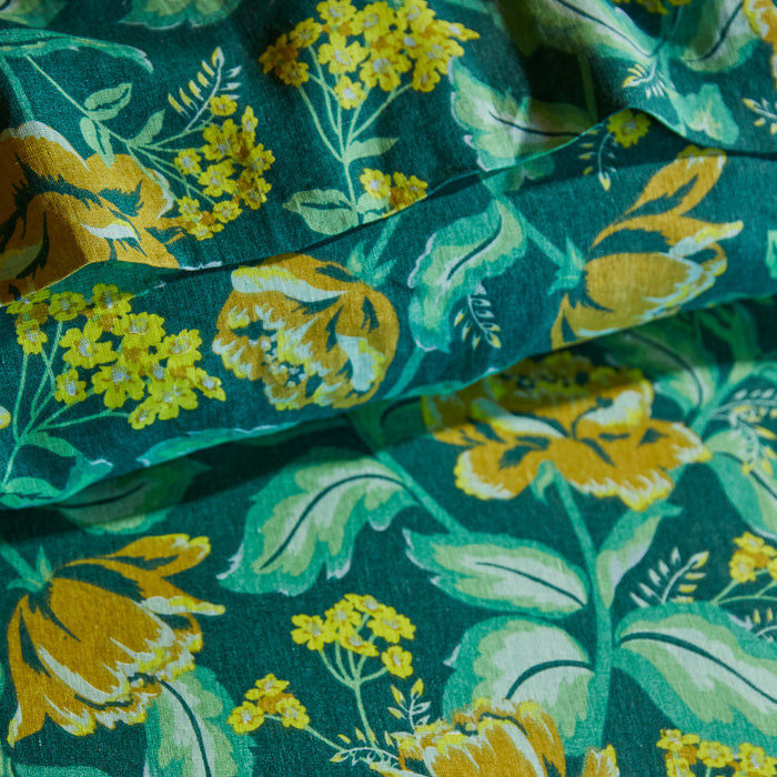 Margot Linen Quilt Cover - Forest Single