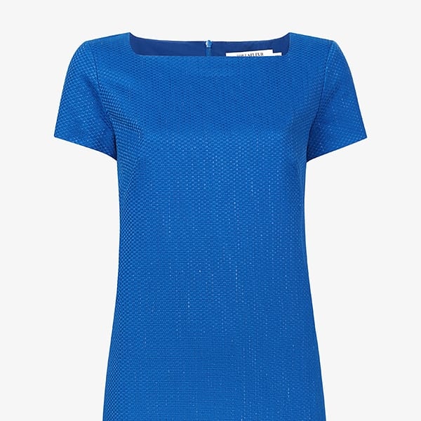 packshot image of the Marie Dress—Basketweave Jacquard in Azure | Still | Exclude