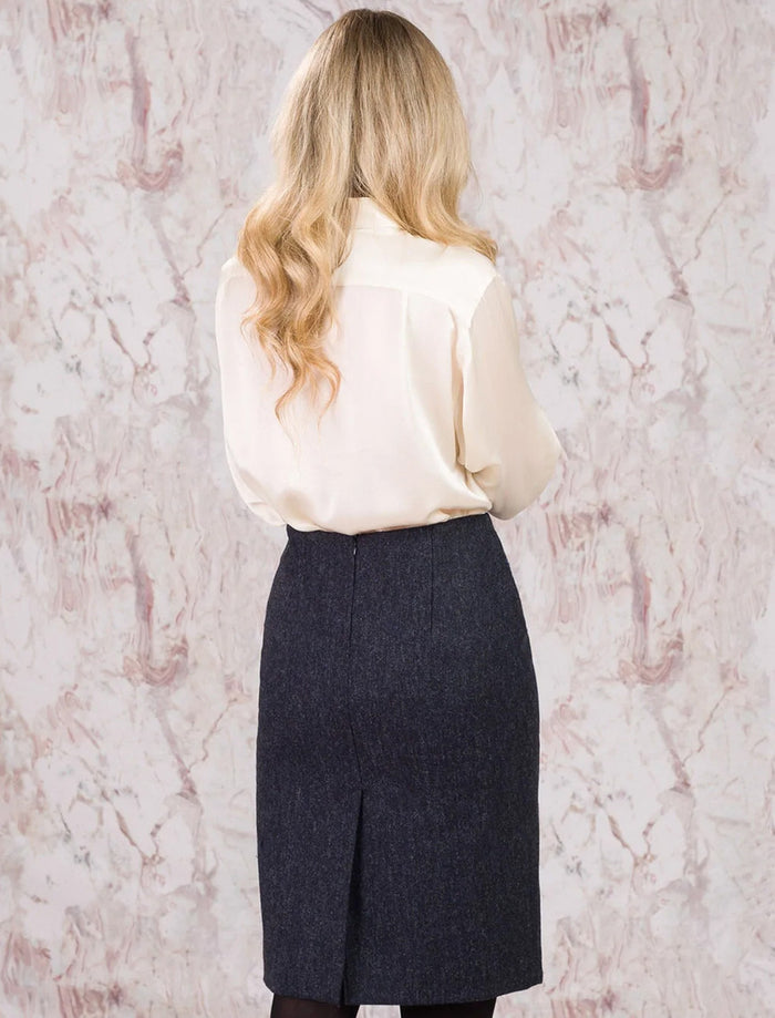 Mary Kate Tweed Skirts - Navy Fleck #color_navy-fleck