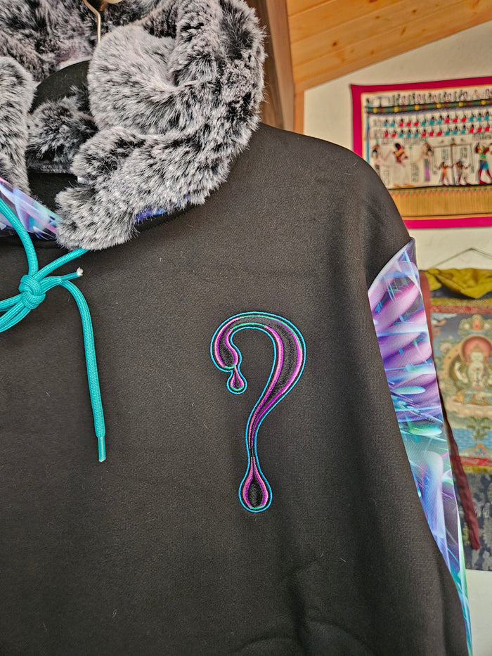 MEDIUM: Hypnagogia PULLOVER with Black silver tipped Faux Fur in the hood