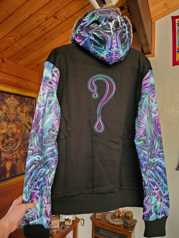 MEDIUM: Hypnagogia PULLOVER with Black silver tipped Faux Fur in the hood