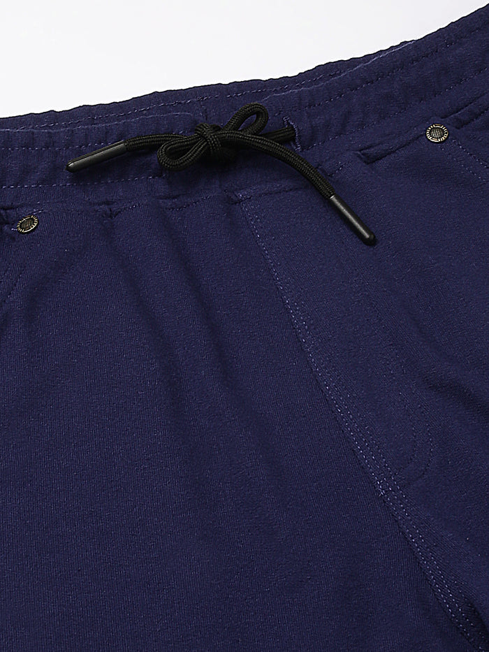 Men Blue Slim Fit Mid Rise Track Pant
