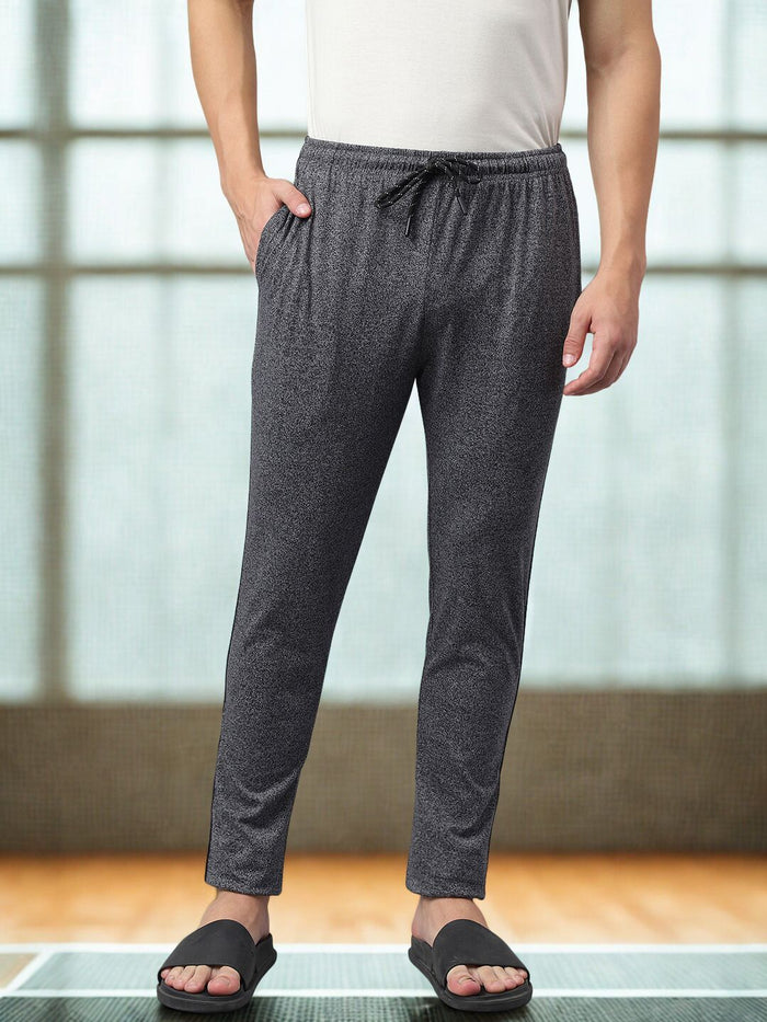 Men Grey Slim Fit Mid Rise Track Pant