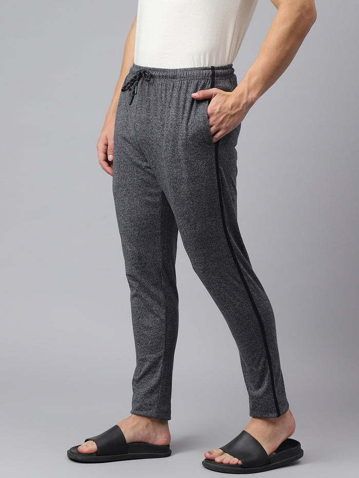 Men Grey Slim Fit Mid Rise Track Pant