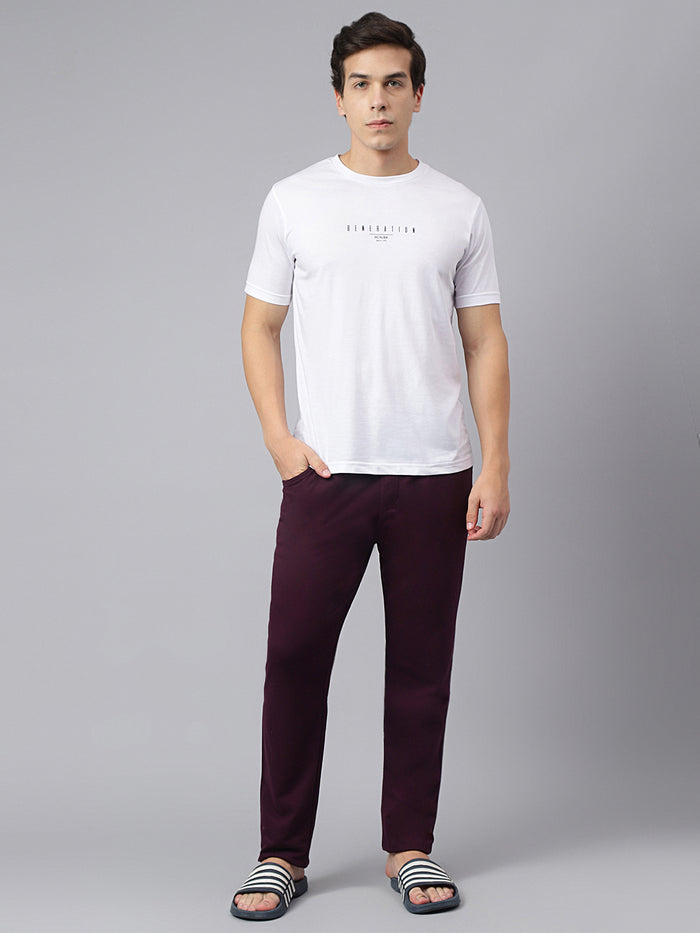 Men Maroon Slim Fit Mid Rise Track Pant