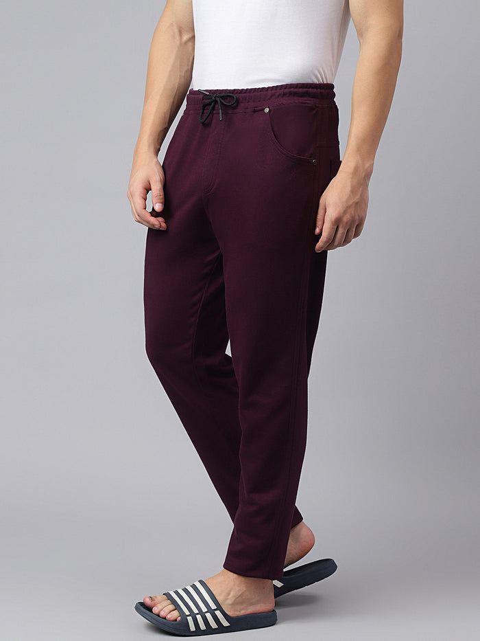 Men Maroon Slim Fit Mid Rise Track Pant