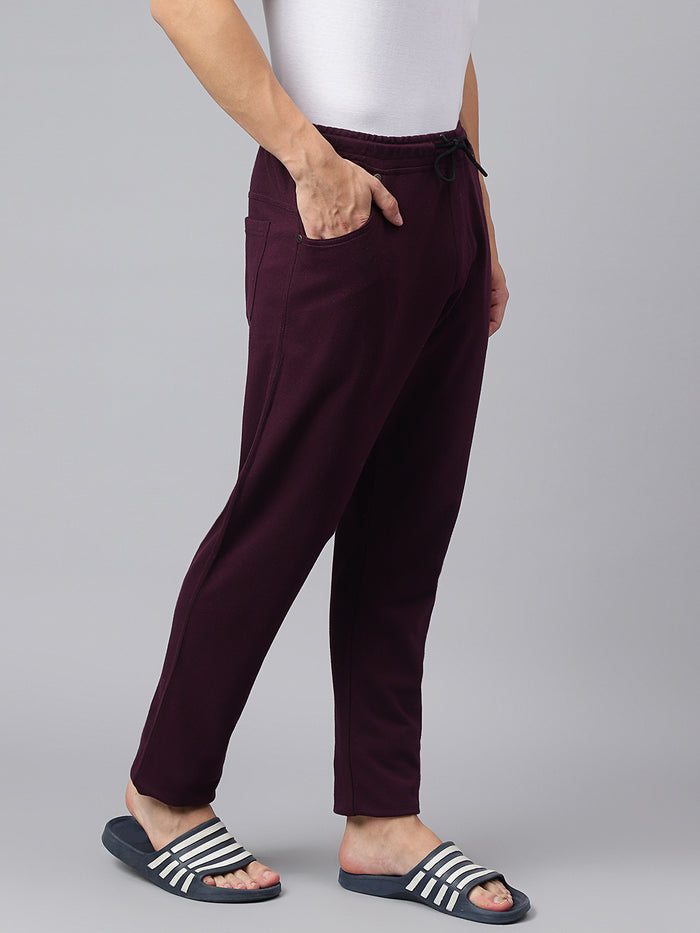 Men Maroon Slim Fit Mid Rise Track Pant