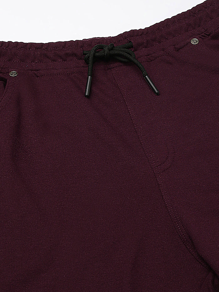 Men Maroon Slim Fit Mid Rise Track Pant