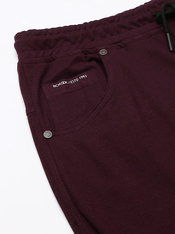 Men Maroon Slim Fit Mid Rise Track Pant
