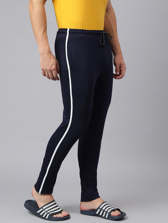 Men Navy Regular Fit Mid Rise Track Pant