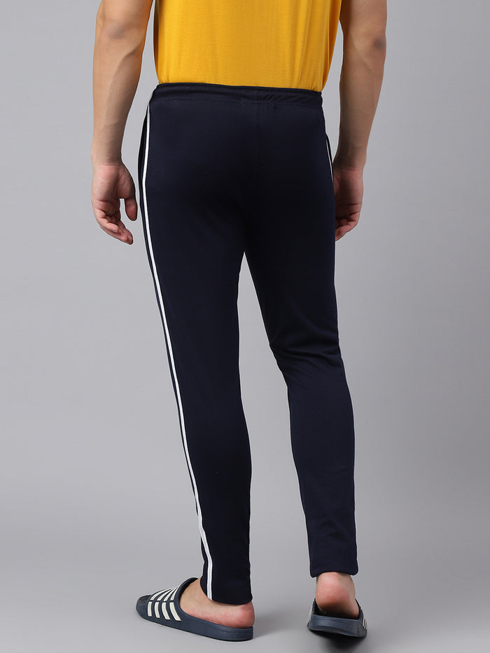 Men Navy Regular Fit Mid Rise Track Pant