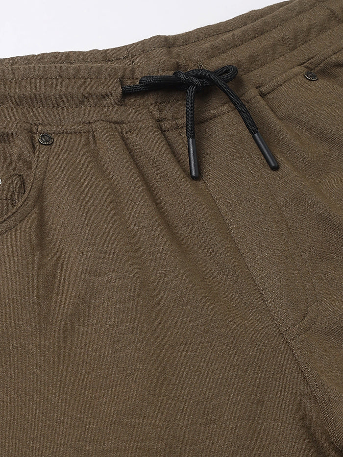 Men Olive Green Slim Fit Mid Rise Track Pant