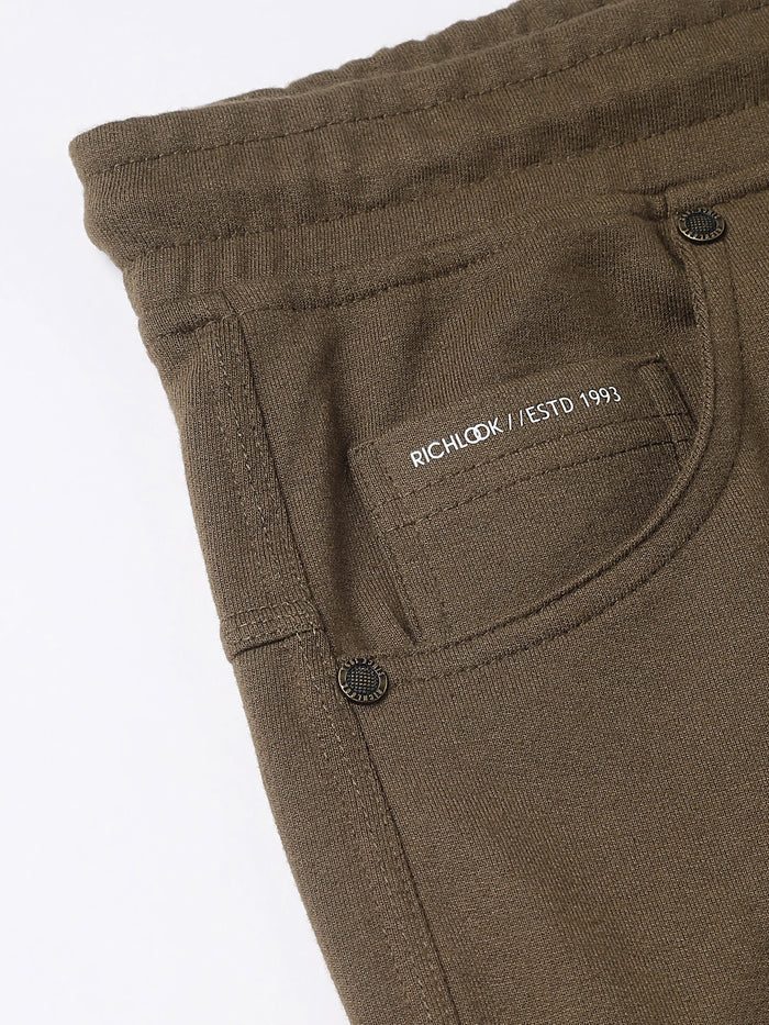 Men Olive Green Slim Fit Mid Rise Track Pant