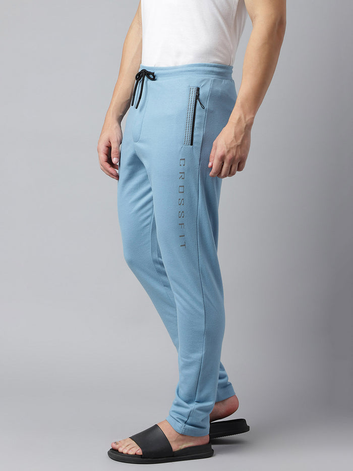 Men Sky Slim Fit Mid Rise Solid Track Pant