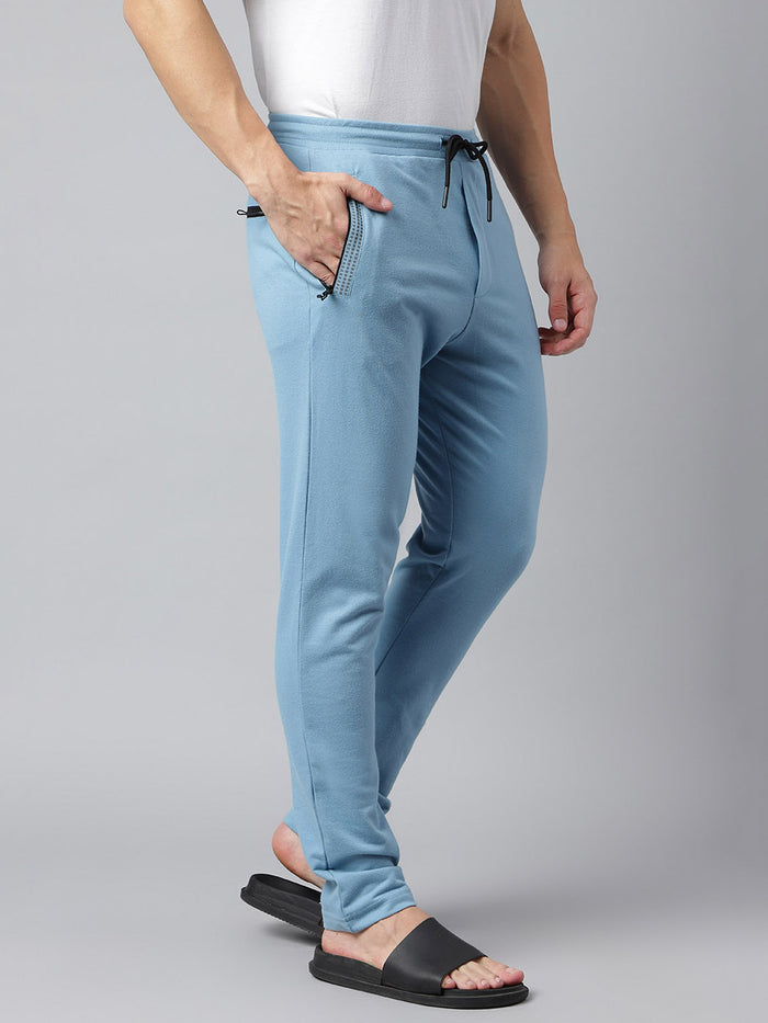 Men Sky Slim Fit Mid Rise Solid Track Pant