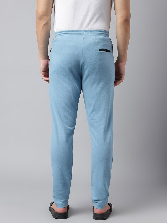 Men Sky Slim Fit Mid Rise Solid Track Pant