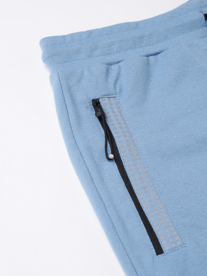 Men Sky Slim Fit Mid Rise Solid Track Pant